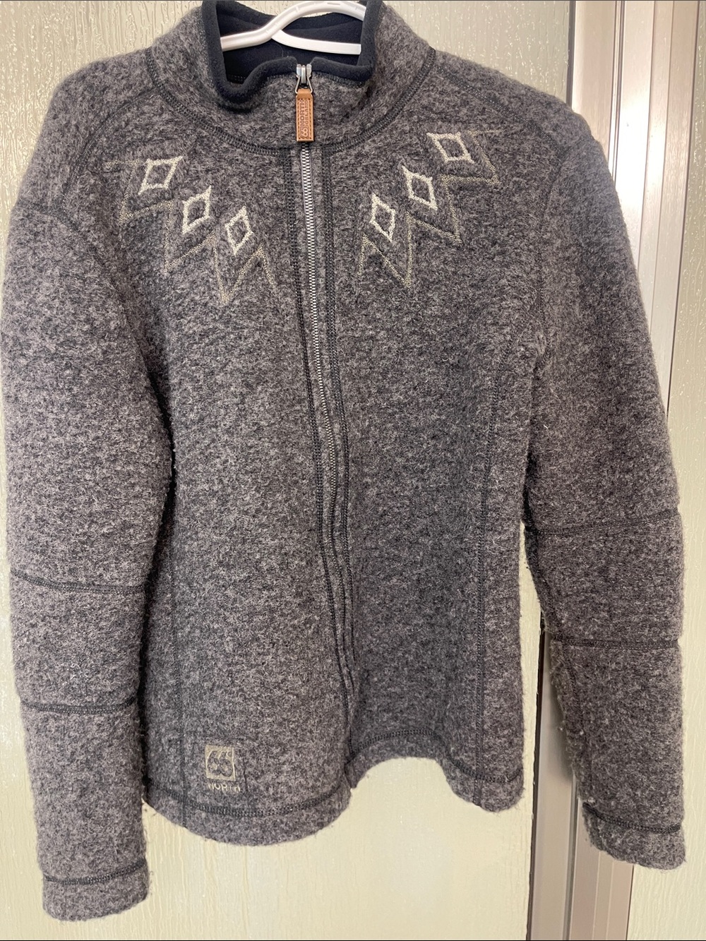 Women’s Gray Full-Zip Wool-Blend Utility Jacket